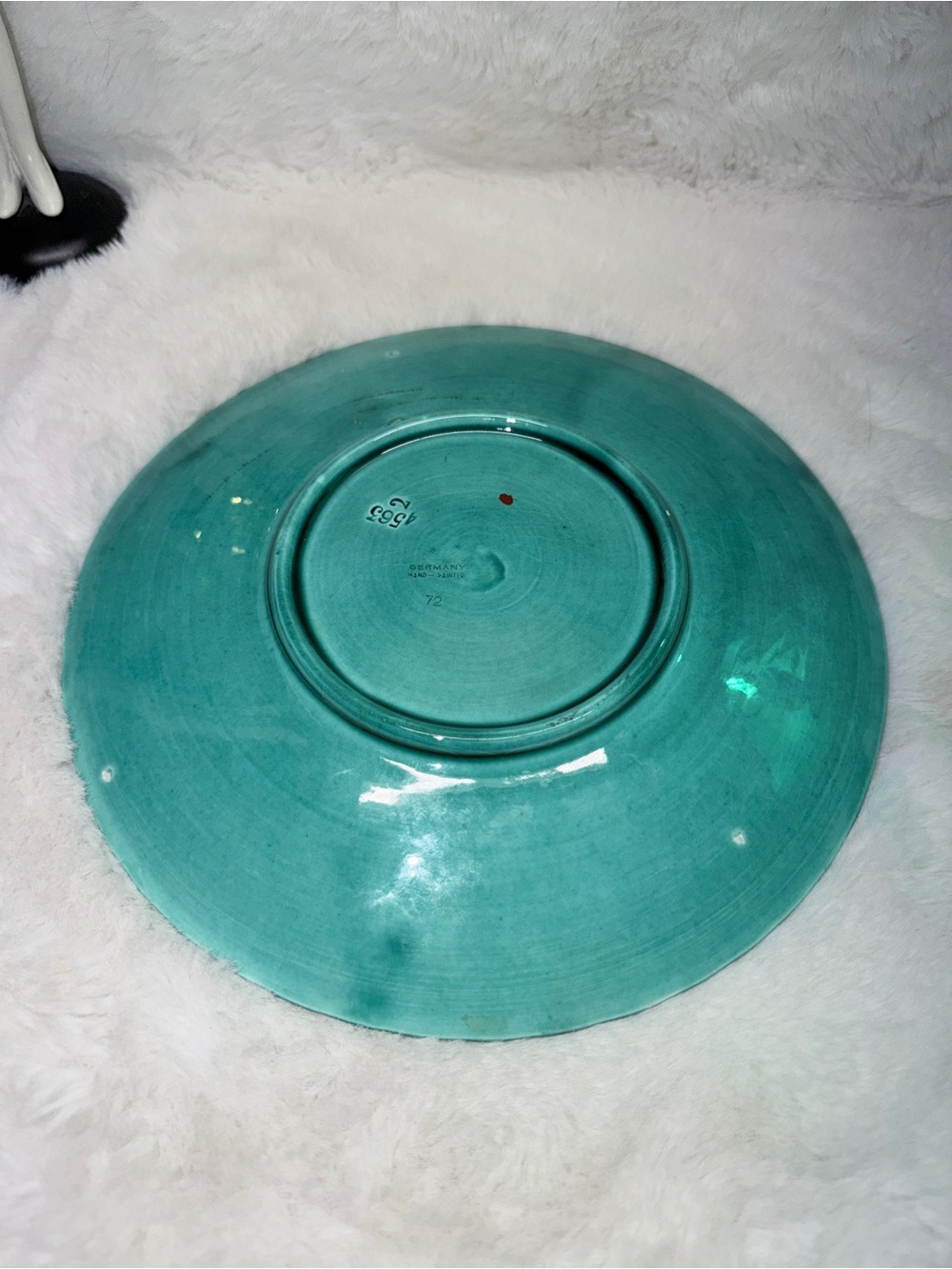 SMF Hand Painted Turquoise Ceramic Plate Lily of the Valley Design Art Nouveau 💝 - Picture 3 of 4